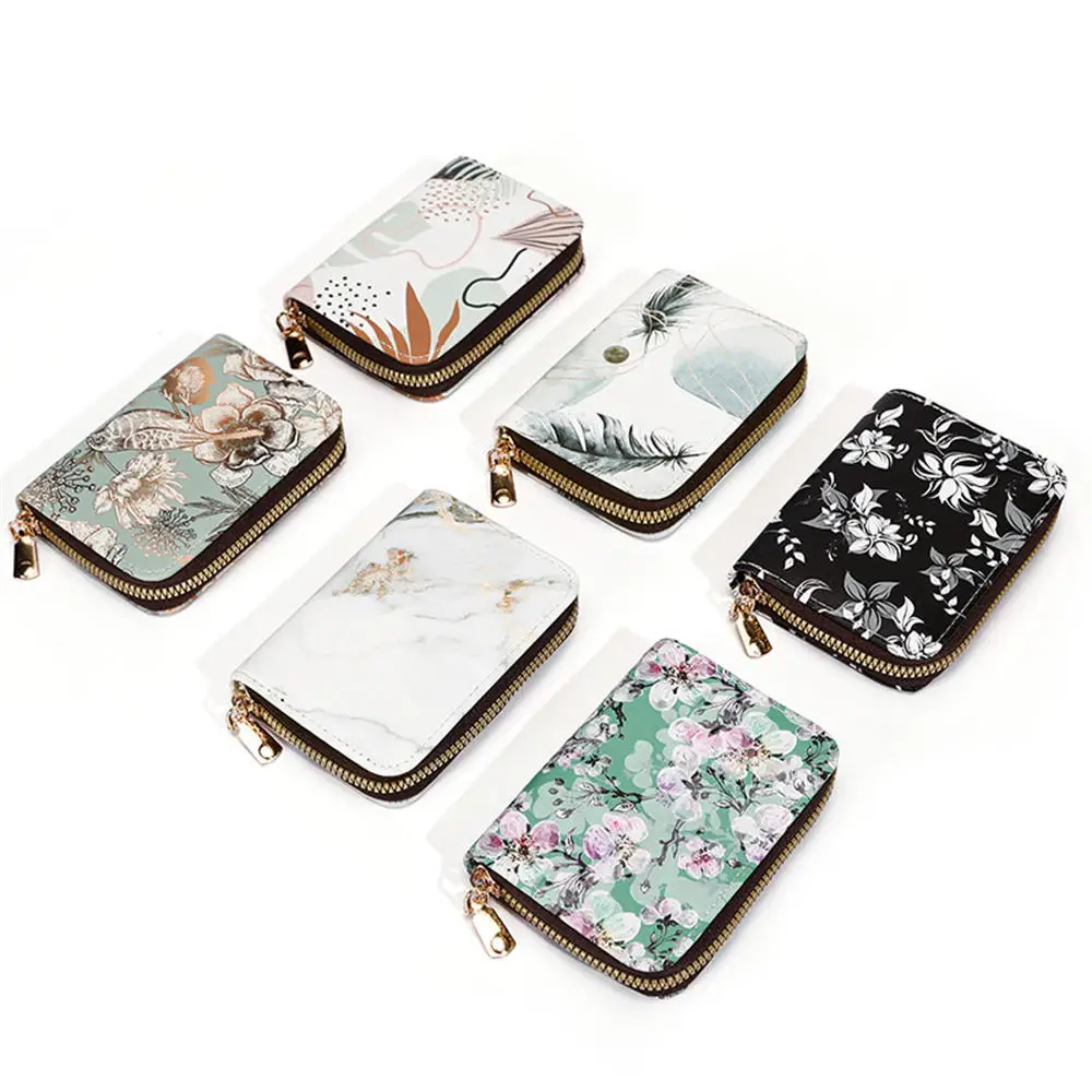 New Printed Bank/ID/Credit Card Bag For Lady Multi-Card Wallet Case Zipper Card Holder Wallet Women Men Portable Wallets Purse