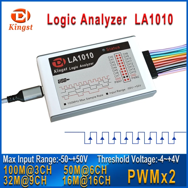 Kingst LA1010 analizator stanów logicznych USB maksymalna częstotliwość próbek 100M, 16 kanałów, próbki 10B, MCU, ARM, narzędzie do debugowania FPGA oprogramowanie angielskie
