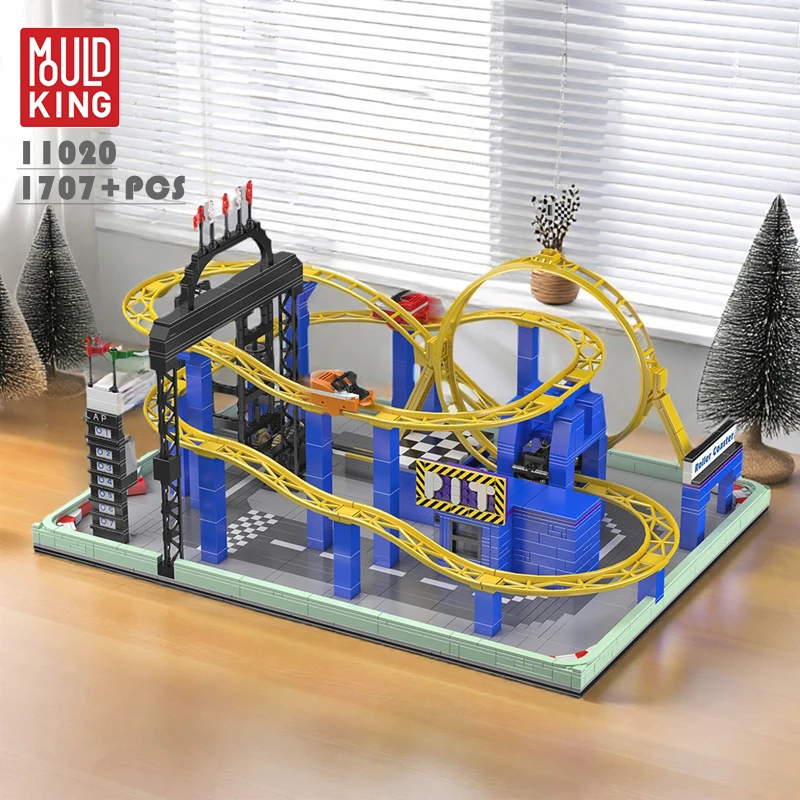 

1707pcs electric park building block spinning car WhirlWind Coaster dream park building block set decoration toy gift