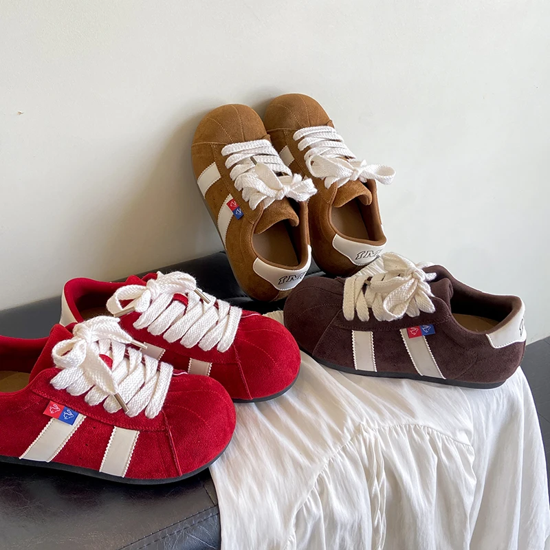 Women's Vintage Shell-Toe Lace-Up German Training ShoesVersatile, Lightweight Casual White Shoes, Foot-Slimming Sneakers