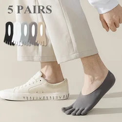 5 Pairs Summer Thin Toe Socks Men No-show Invisible Slipper Socks with Separate Fingers Breathable Five Finger Socks