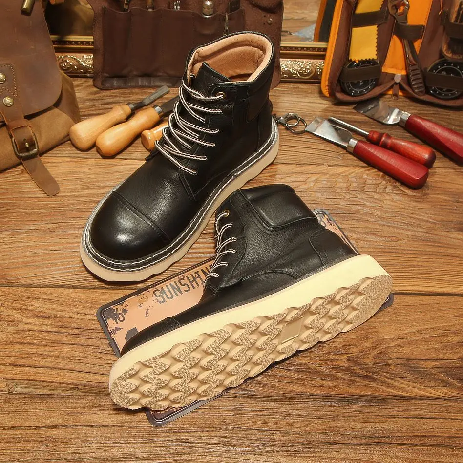 Retro Winter Shoes Men Boots Desert High Top Boot Casual Vintage Street Cool Shoe Winter Brown Leather Shoes