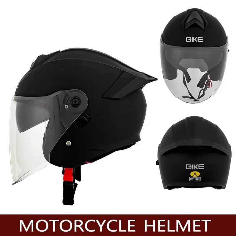 Unisex Anti-Fog Dual Lens Motorcycle Helmet Three-Quarter Half Helmet for Electric Vehicles Protective Gear for Men and Women