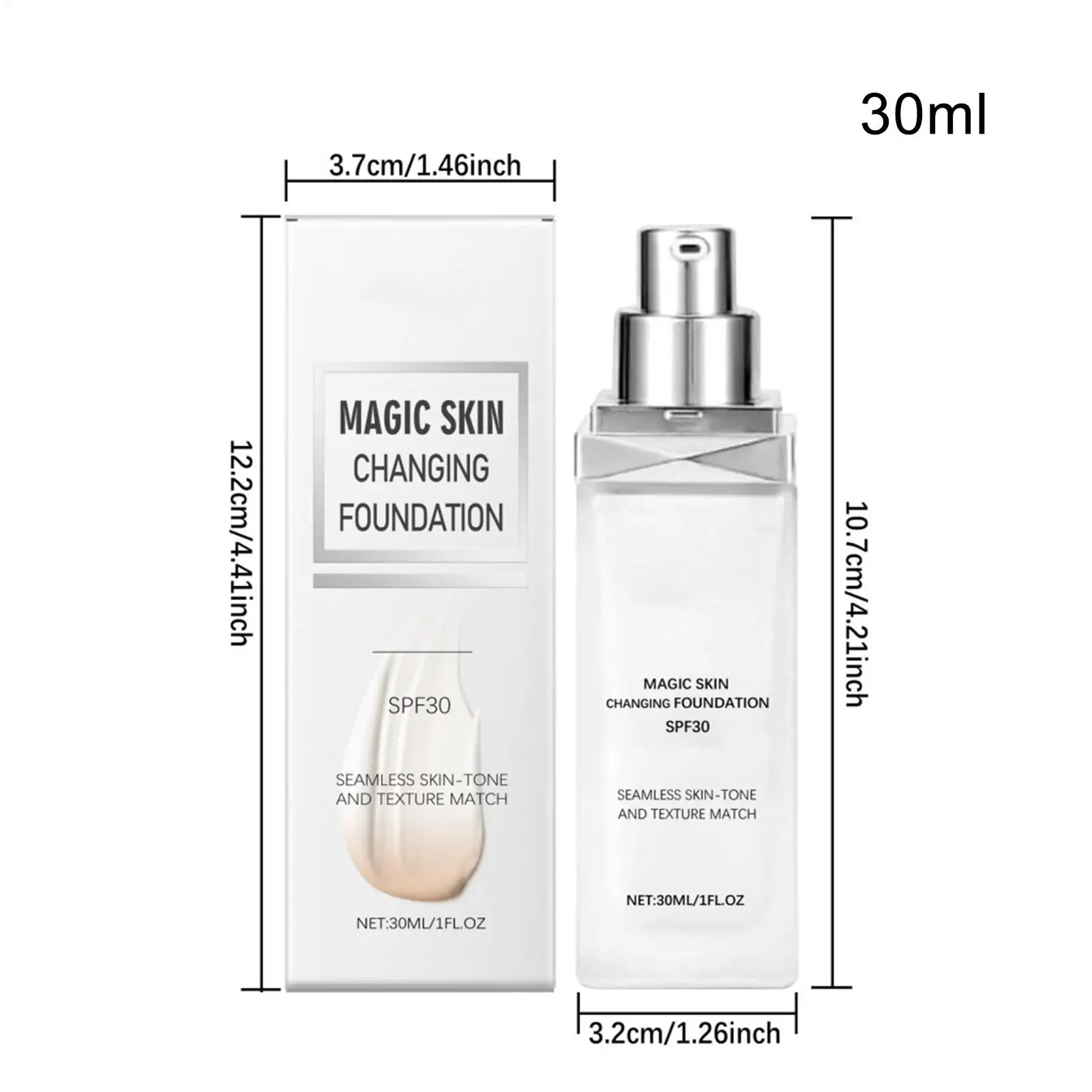 Color Changing Foundation Color Match Foundation SPF 30 Concealer Hydrating Coverage Cream Tone Correcting Base Face Women
