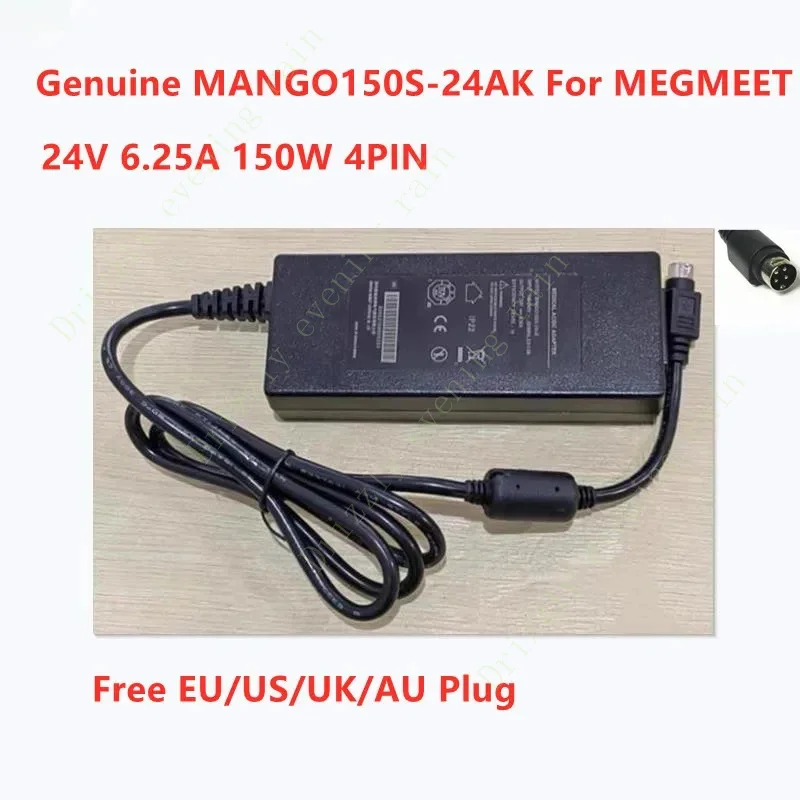 Genuine MANGO150S-24AK 24V 6.25A 150W 4PIN AC Adapter For MEGMEET MEDICAL Power Supply Charger