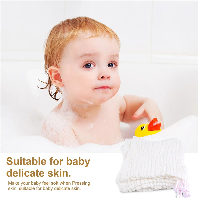 AINY-Baby Muslin Bath Towels, 10 Pack Of Reusable Soft Absorbent Cotton Baby Face Towel, For Baby's Delicate Skin White