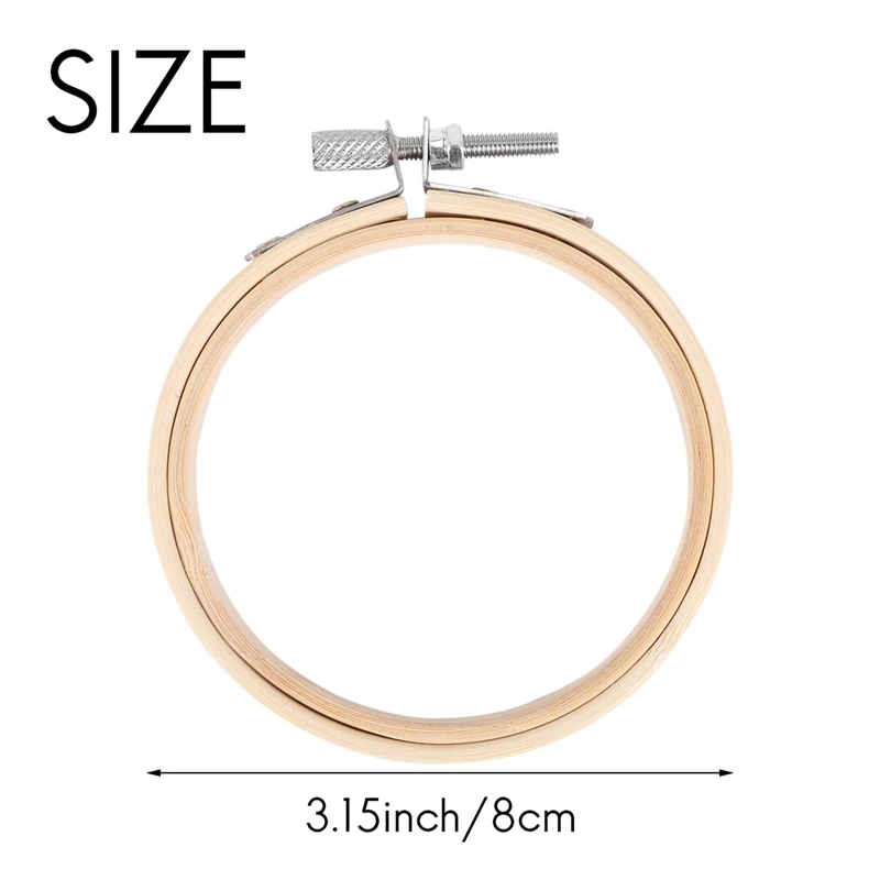 20 Pieces 3 Inch Bamboo Embroidery Hoops Round Wooden Circle Cross Stitch Hoop Round Ring For Art Craft Handy Sewing