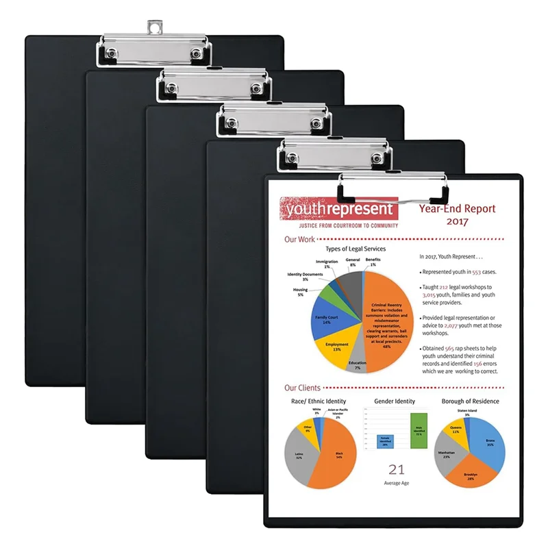 Latest Plastic Clipboards, (Set Of 5) Clipboard With Low Profile Clip, 8.9 X 12.3 Inch Clip Boards For Office, School