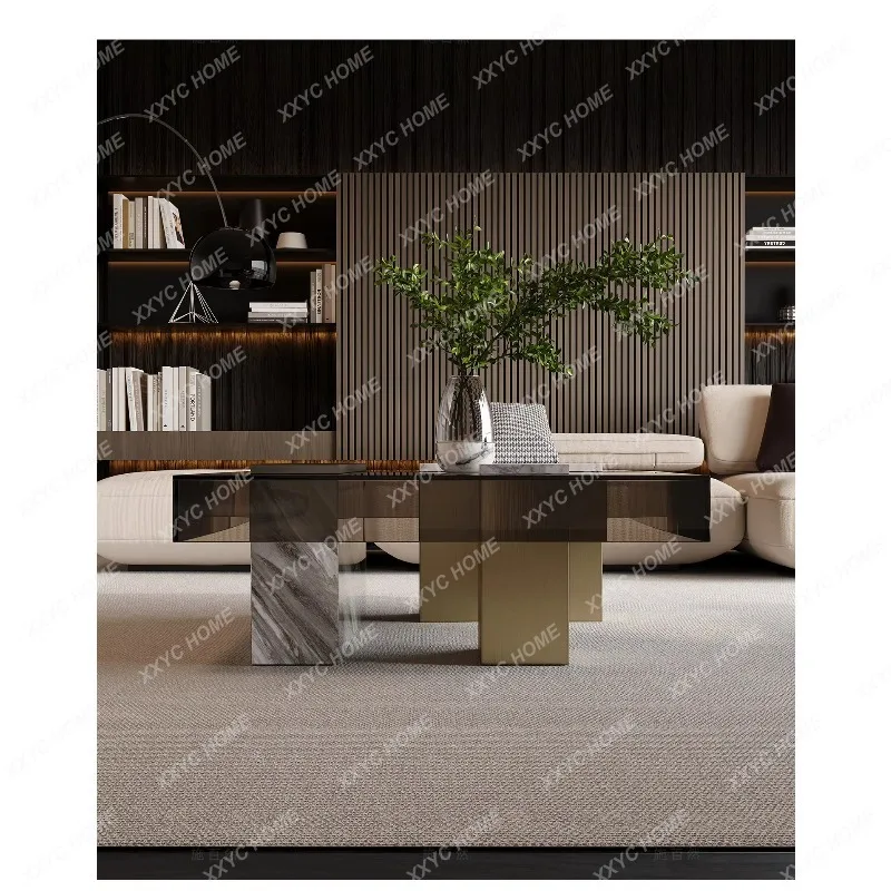 XXLiving room villa light luxury high sense square household marble coffee table