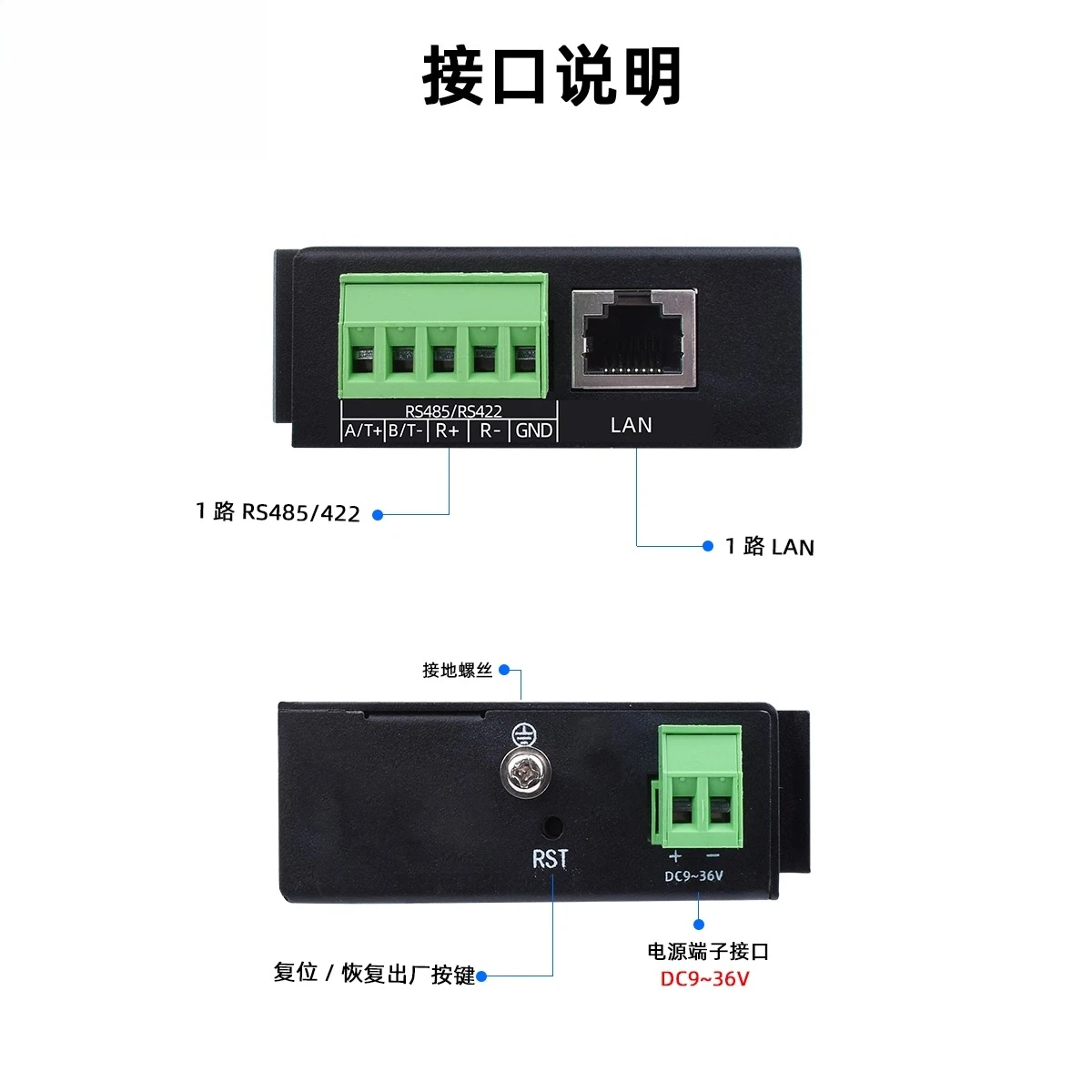 โมดูลแปลงพอร์ตซีเรียลเปอร์ท 1 ช่อง RS485/422 เป็นพอร์ตอีเทอร์เน็ต พอร์ตซีเรียลเปอร์ทเป็นพอร์ตเครือข่าย การสื่อสาร MQTT HTTP