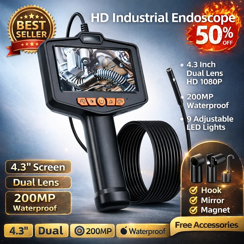 Dual Lens Endoscope 1080P 4.3