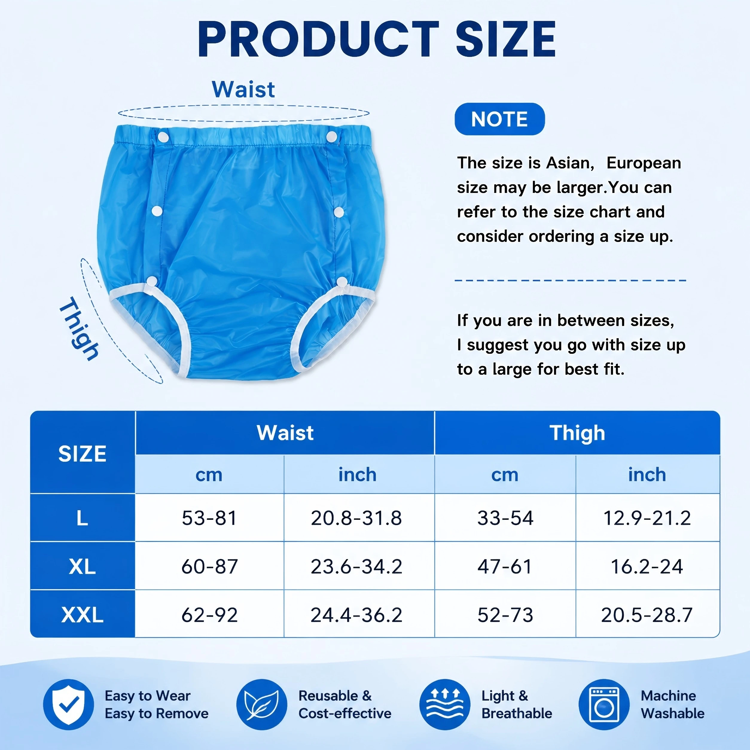 1Piece Hot sable Washable Adult Cloth Underpants Blue & Transparent Soft Breathable Comfortable Cost-Saving Easy Clean Men Gift