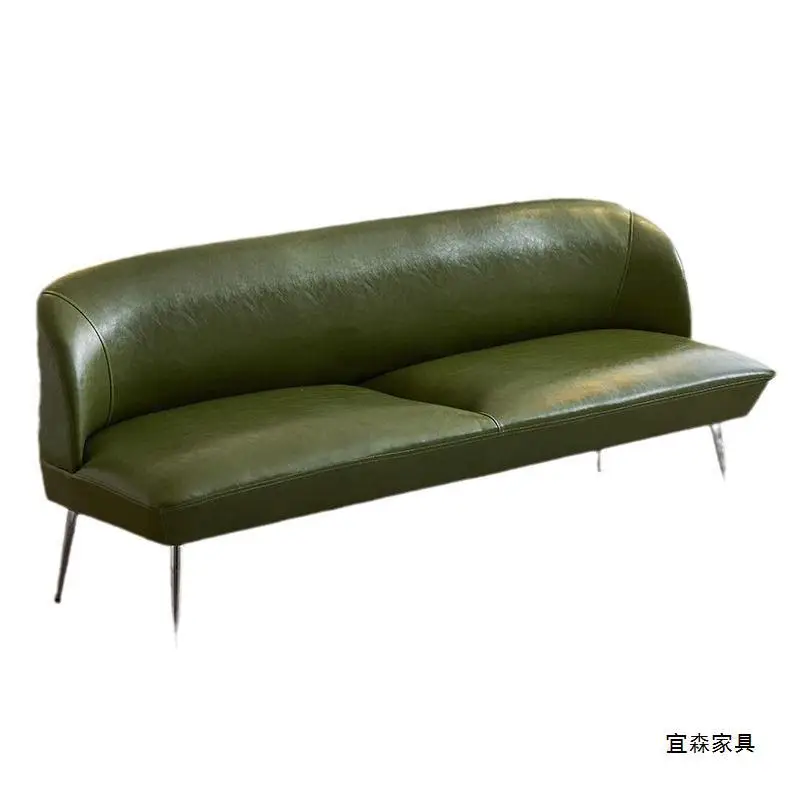 

Sofa, small apartment, living room, oil wax skin, retro, green, bedroom, apartment, reception, clothing store, double