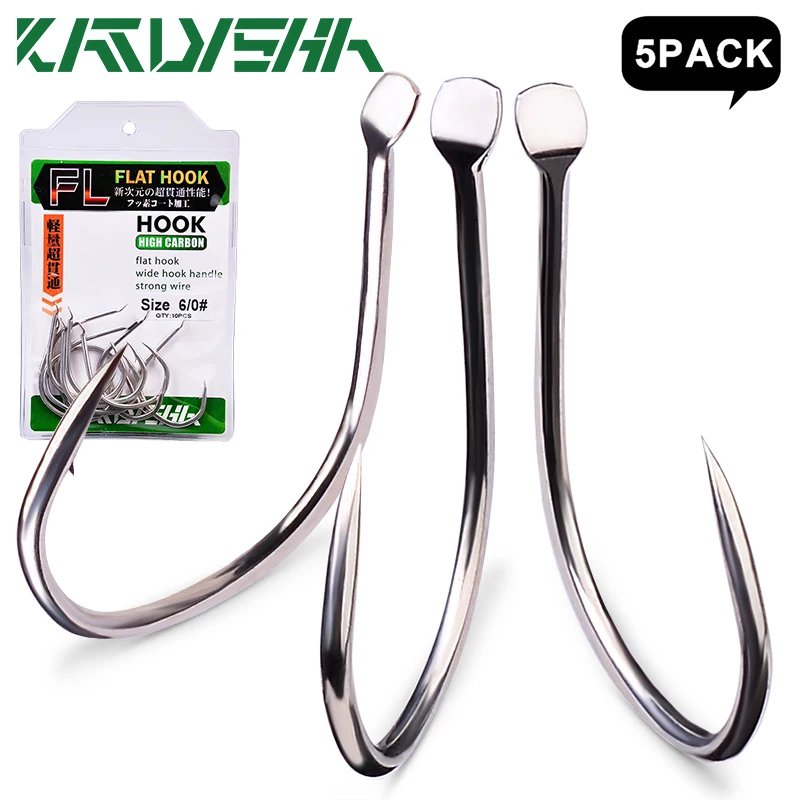 

PROBEROS10pcs sea fishing hook with barbs, high-carbon steel flat single hook, is an excellent choice for sea fishing boats