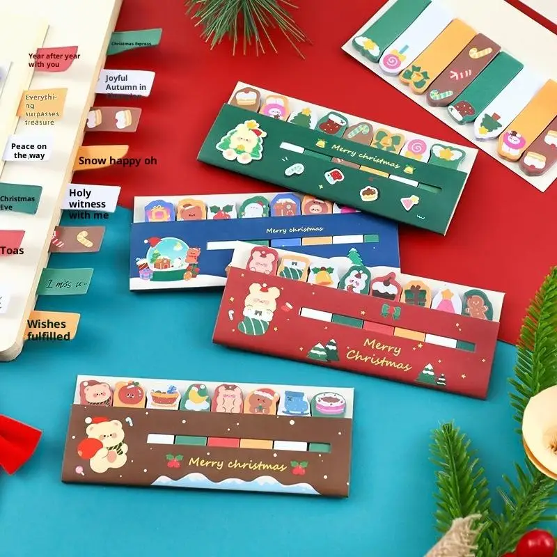 Christmas Row Station Notes, Students Ins Cute  Stickers Cartoon High-value N Sticky Notes Stationery