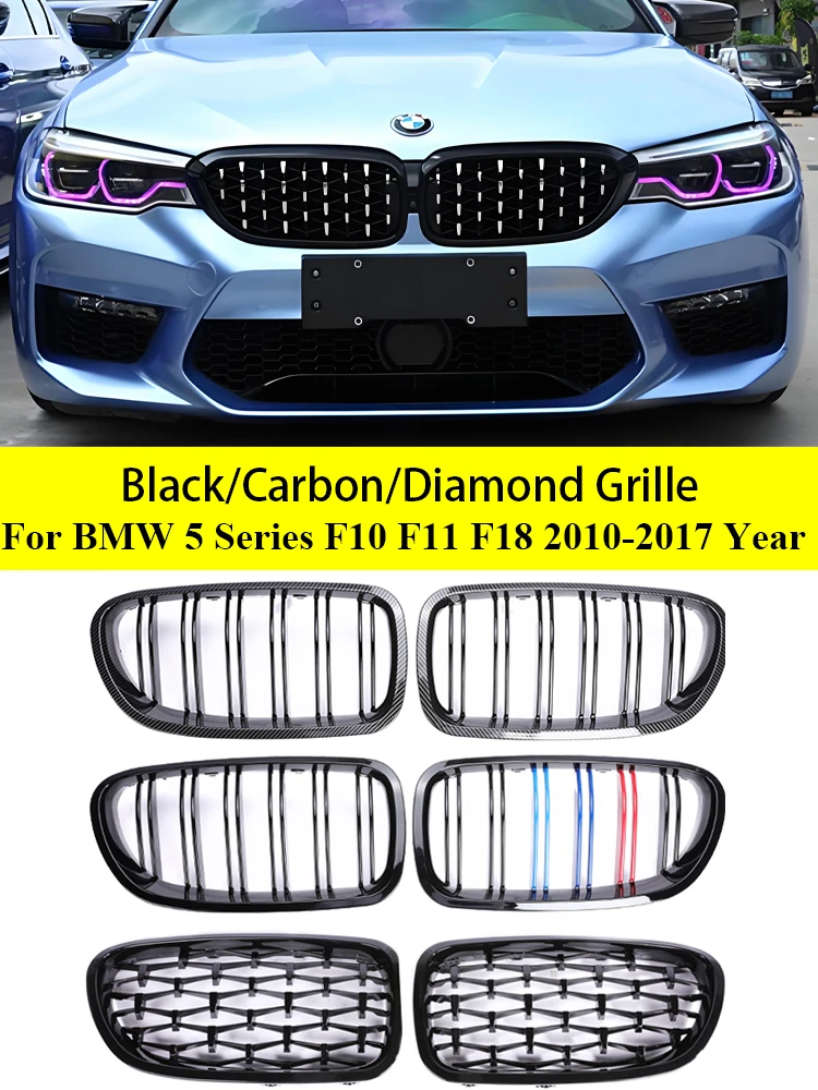 

For BMW 5 Series F10 F11 2010-2017 M5 Gloss Black Grille Front Kidney Facelift Bumper M Color Grill 520i 528i 530i Accessories