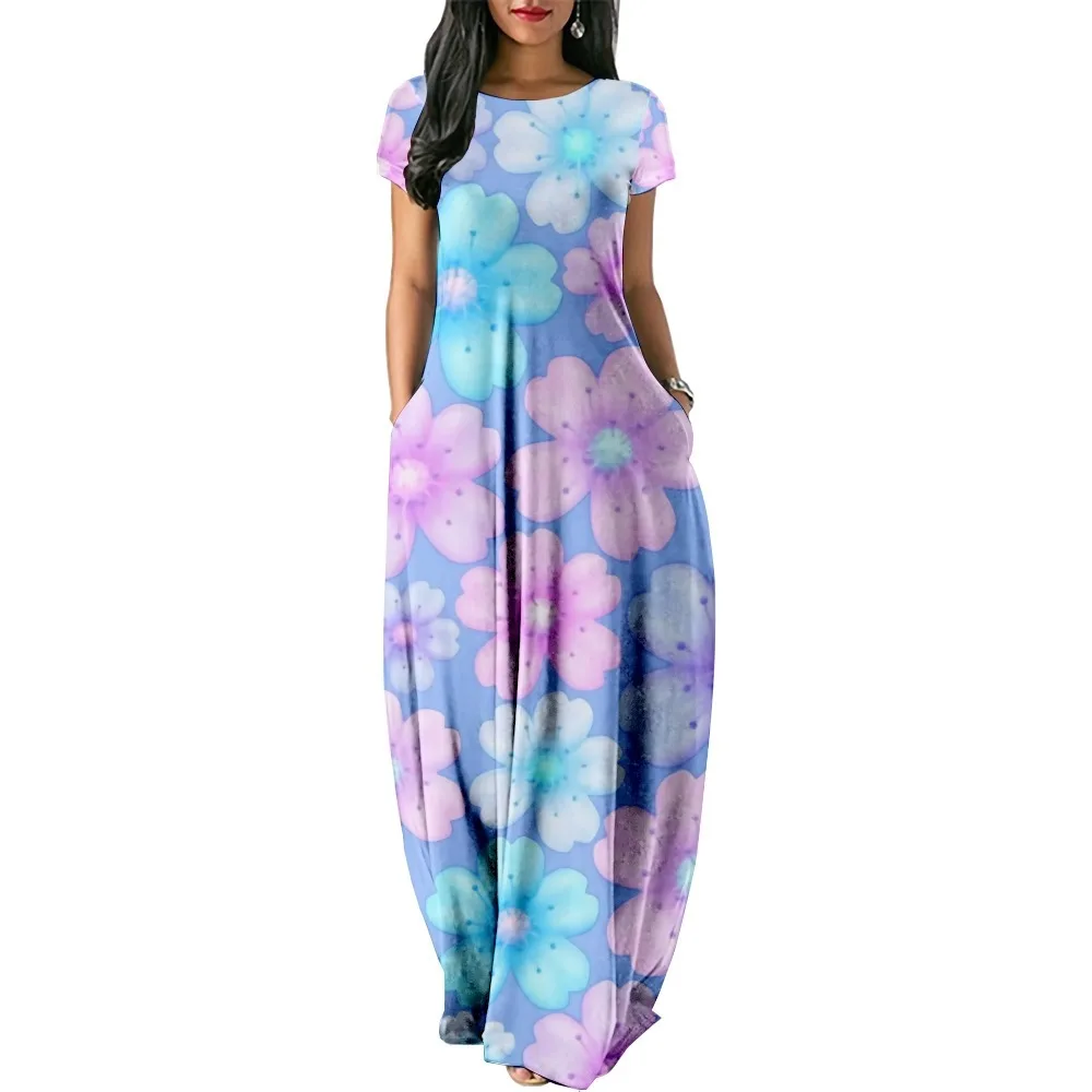 Summer Stylish Party Dress Fashion Streetwear Women Dresses Luxury Flora Maxi Dress Elegant Robe Chic Girl Beach Vestidos