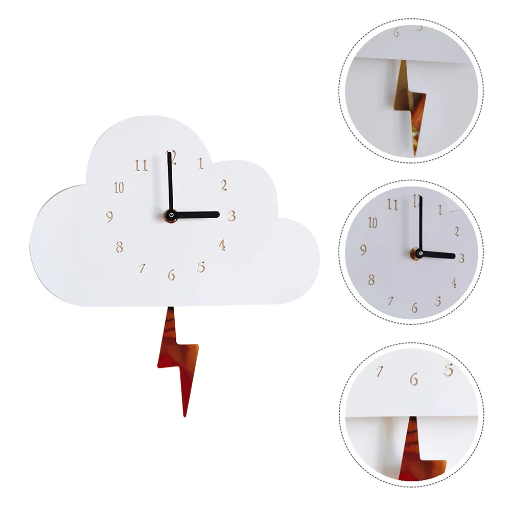 

1Pcs Cloud Shape Wall Clock White Kids Room Decor Creative Swing Flash Clock Bedroom Living Room Nursery Hanging Wall Decor