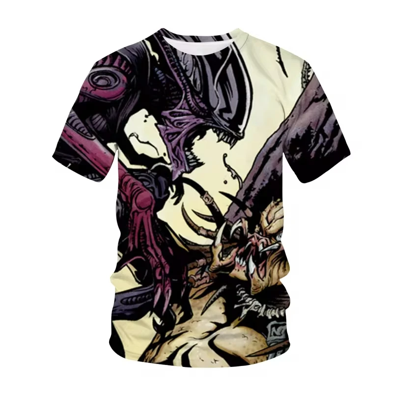 MINISO Summer Alien T-Shirts Horror Movie 3D Print Streetwear Men Women Casual Fashion Oversized T Shirt Kids Tees Tops Clothing