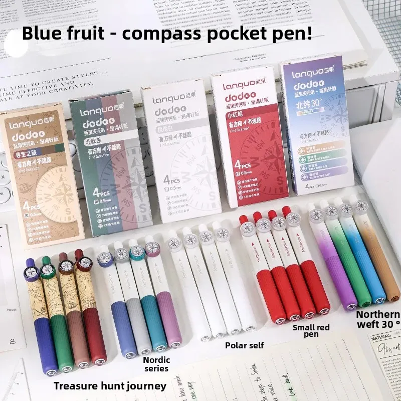 

Bluefruit Compass Doudou Pocket Click Gel Pen Quick-Drying Stylish Cute Study Writing Pens for Girls School Office Supplies