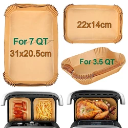 Rectangle Disposable Air Fryer Paper Non-Stick Airfryer Baking Paper Liner Oilproof Oven Pad Mat for Ninja DZ071 Foodi DualZone