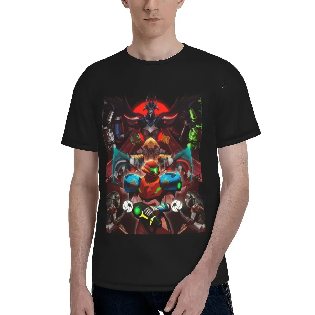Metroid Dread Metroid Samus Aran T-Shirt for Men polyester T Shirts Men's Tees Short Crew Neck Summer Clothes Tops