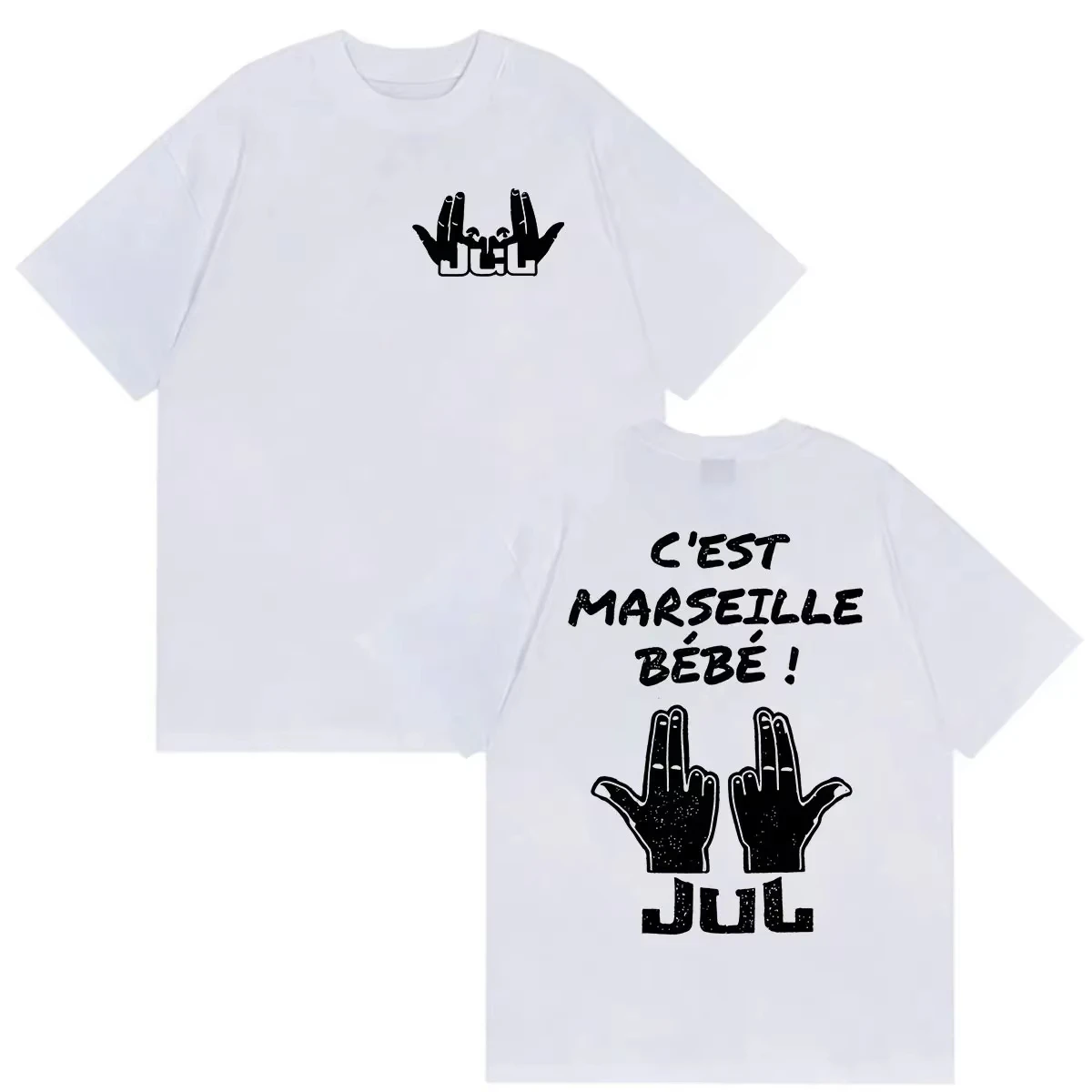 2026 Jul C'est Marseille Bébé Album Print Unisex Casual Top, Fashion Summer Short Sleeve Women And Men T-shirt