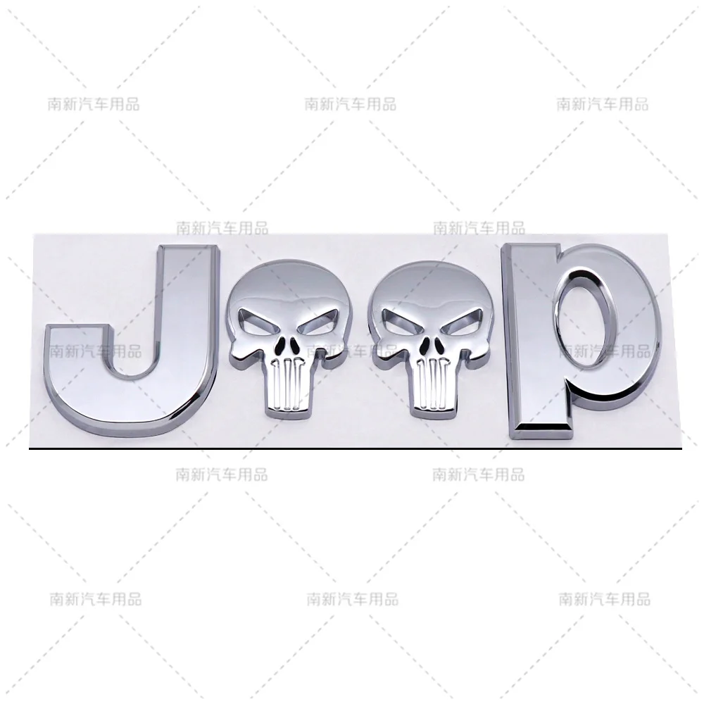 3D Metal Skull Emblem Badge For Jeep Auto Car Stickers  Accessories For Jeep Cherokee Wrangler Liberty Compass Car Styling