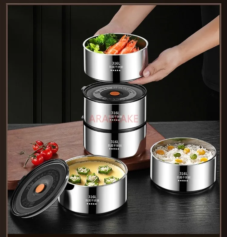 316L stainless steel vacuum lunch box, pot, insulated bucket, bento box, four layers