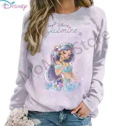 O Neck Disney Princess Women's Long Sleeve Sweatshirts Party Streetwear 2024 Lovely Autumn Leisure High Quality New 3D Print