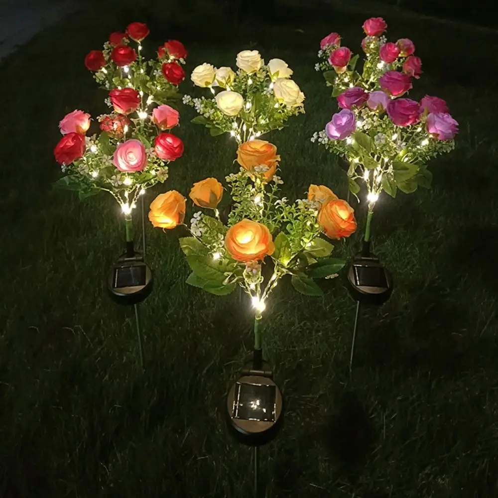 

7 Heads Solar Rose Light Outdoor Light Sensor Doule-color Rose Flower Lamp Landscape Lights Garden Decoration Ground Lawn Lamp