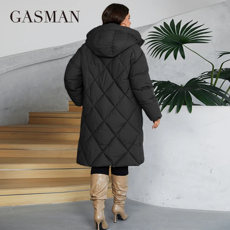 Gasman 2024 jaqueta de inverno feminina plus size L-6XL casaco feminino marca moda algodão grosso à prova vento com capuz parka 88609