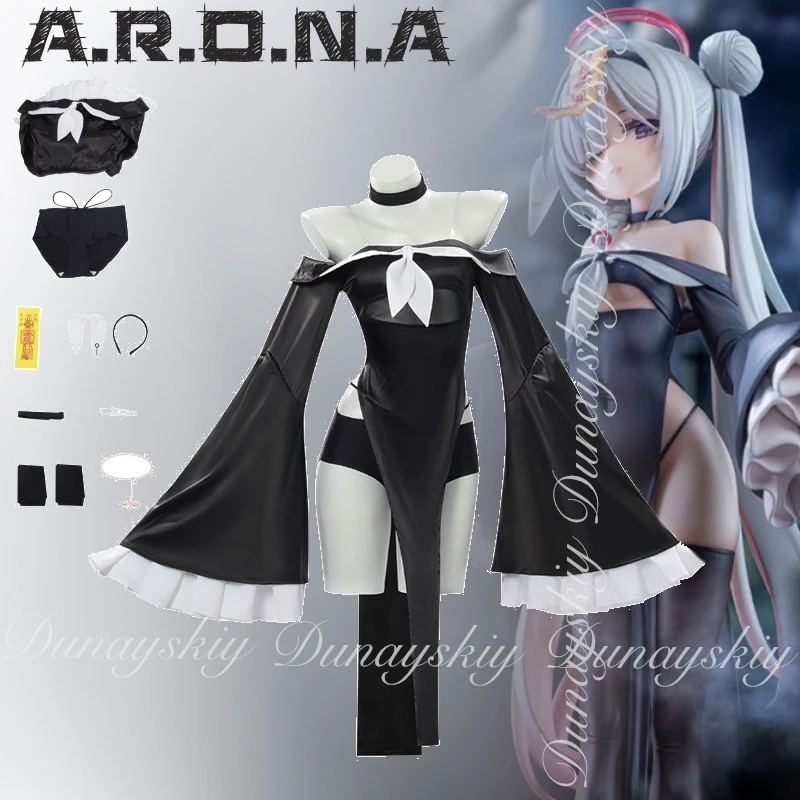 

Blue Archive Game A.R.O.N.A Cosplay High-performance AI Private Little Zombie With The Black Dress Cosplay disfraz All Of Set