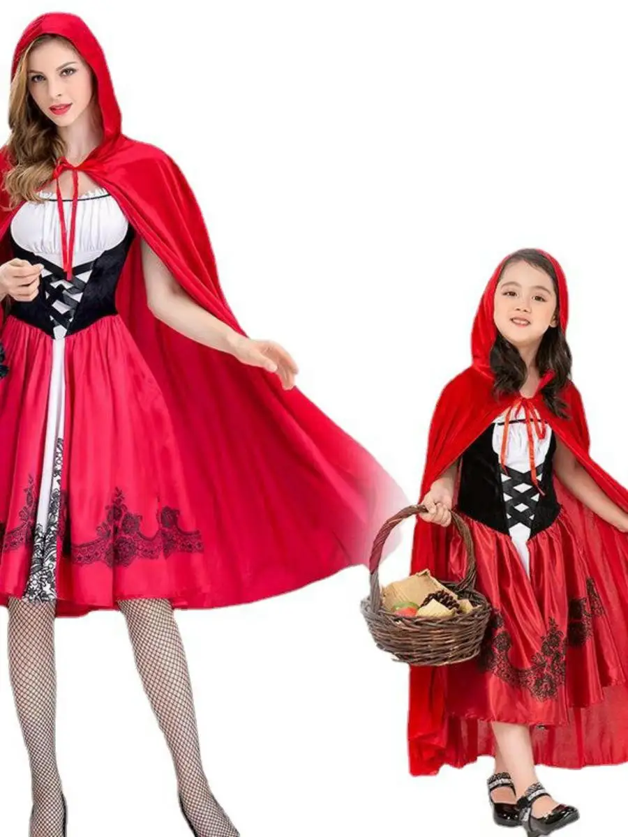 Roodkapje Prestatiekostuum Artistieke Prestaties Halloween Kleding Ouder-kind Bijpassende Dames Faion