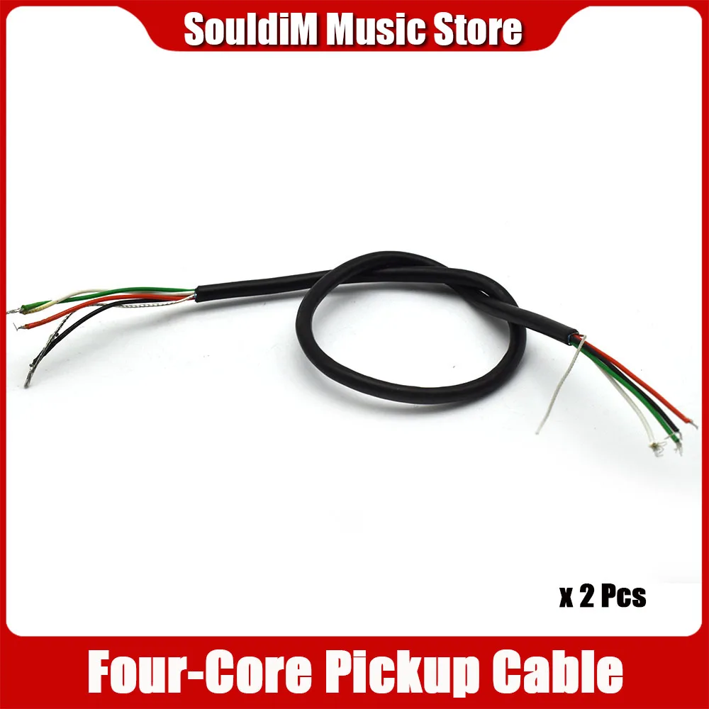 2pcs 300/350MM Four-Core with Shield Cable for Electric Guitar Pickup Making Humbucker with Coil Spliting Cable Black