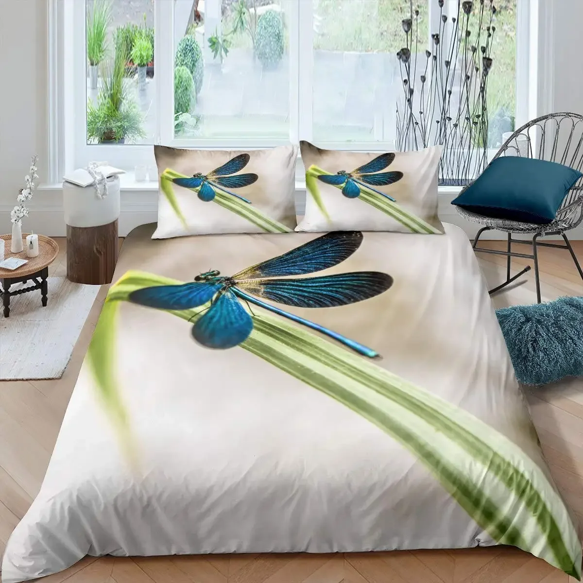 

Dragonfly Duvet Cover Set King Size Colorful Wing Bedding Set For Kids Teens Adult Forset Wild Animal Theme 2/3pcs Quilt Cover