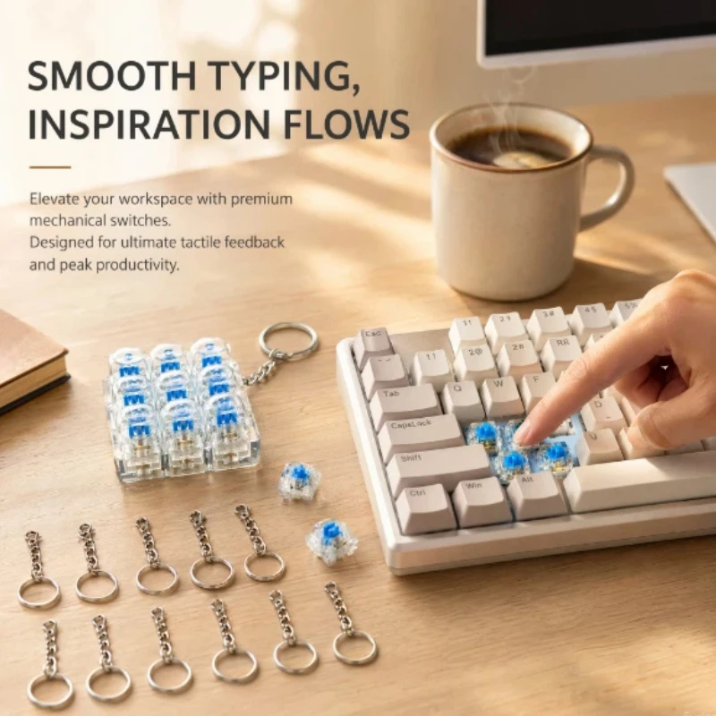 Itly Mechanical Keyboard Switch Tester Blue Switch Fidget Stress Relief Toy Keychain Decompression Toy For Adult Anxiety Relief