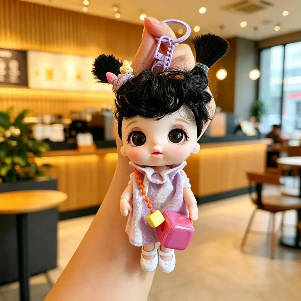10cm Joints Moveable Mini Cute Princess Doll Curly Hair Doll Keychain Pendant Mini Exquisite Girl Toy Car Bag Charm Keychain