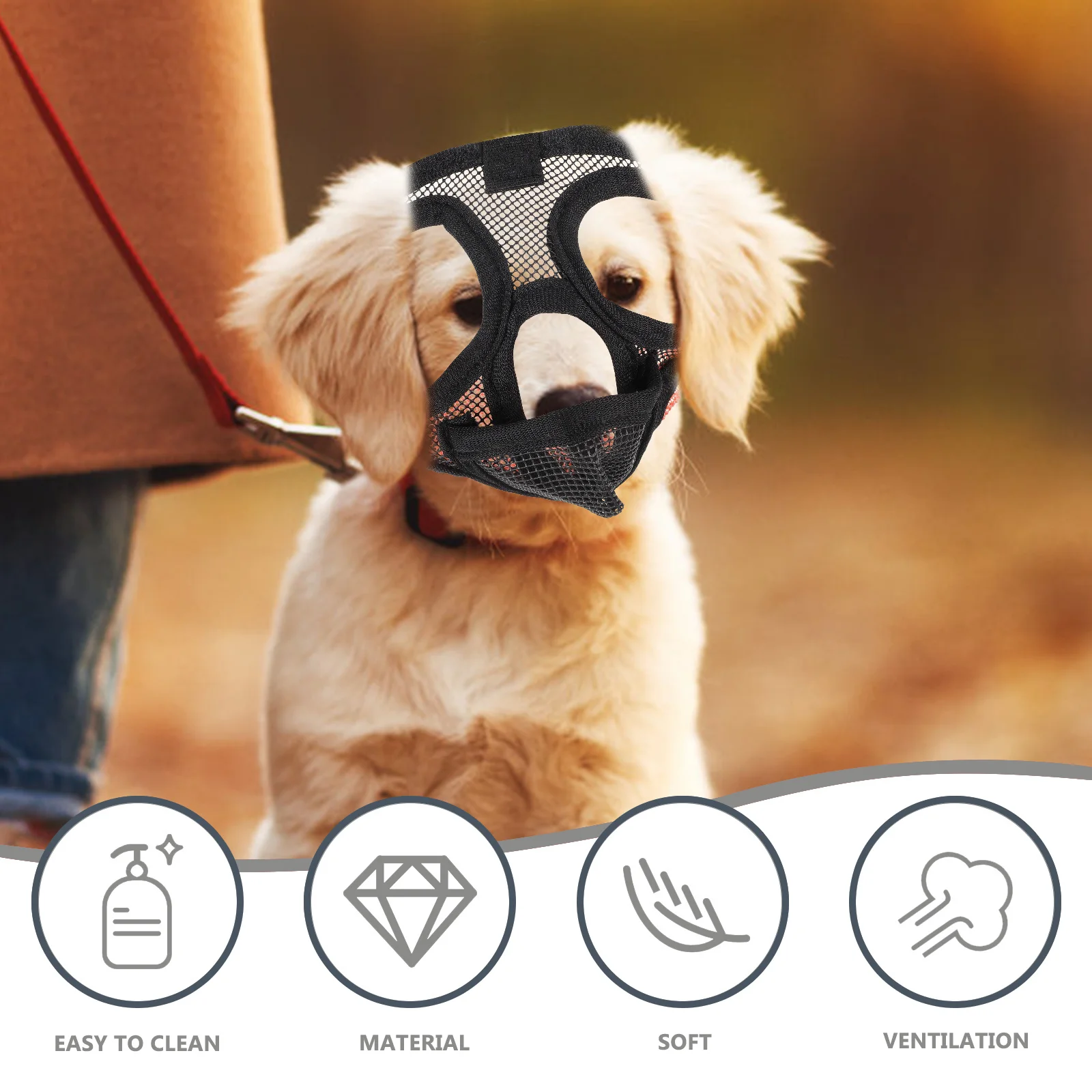 

Short Snout Dog Muzzle Breathable Mesh Adjustable Anti Bark Muzzle Outdoor for Medium Dogs Puppy Mouth Cover Anti Bite