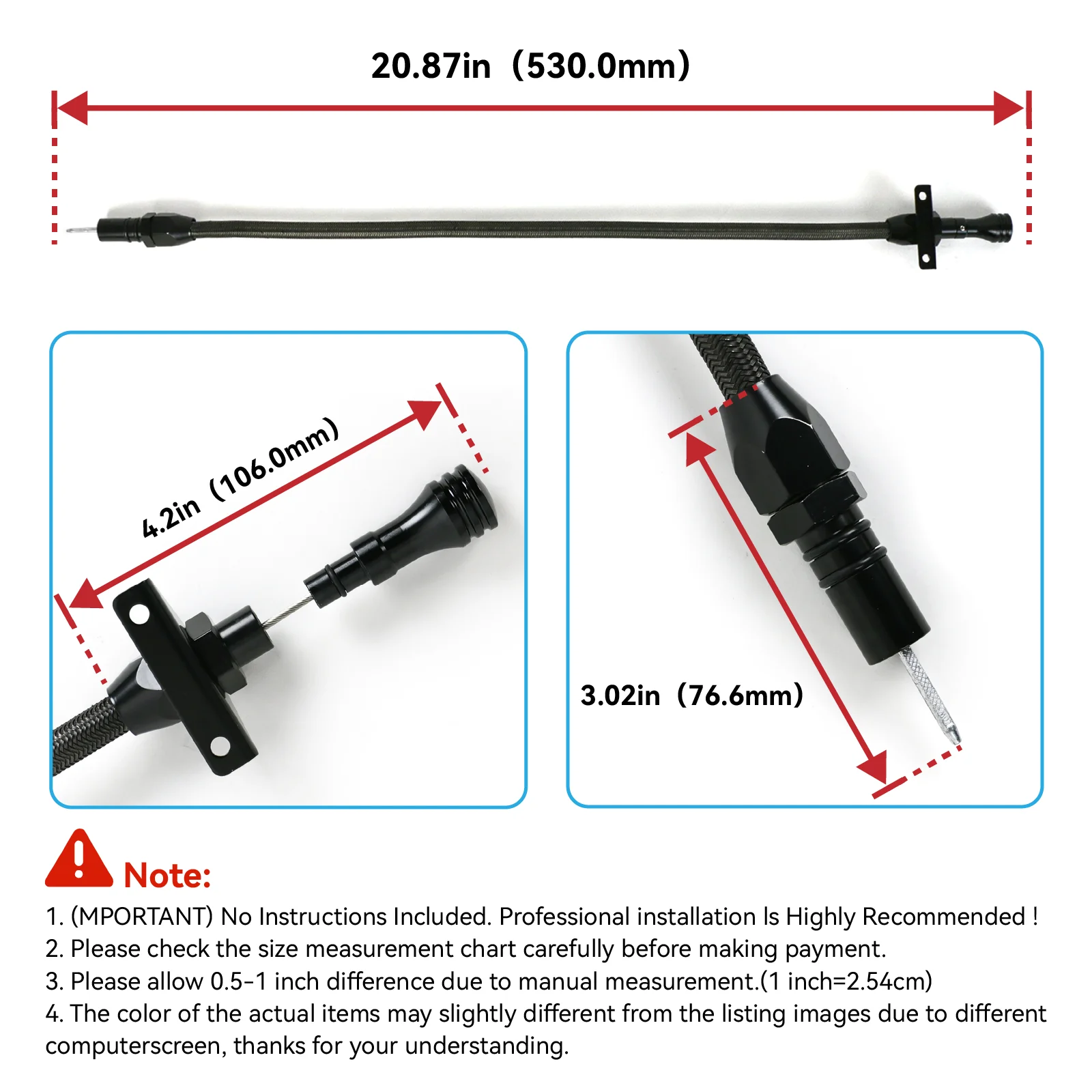 Tubo de vareta de transmissão de aço inoxidável com montagem firewall para GM 4l80e envio flexível dos EUA