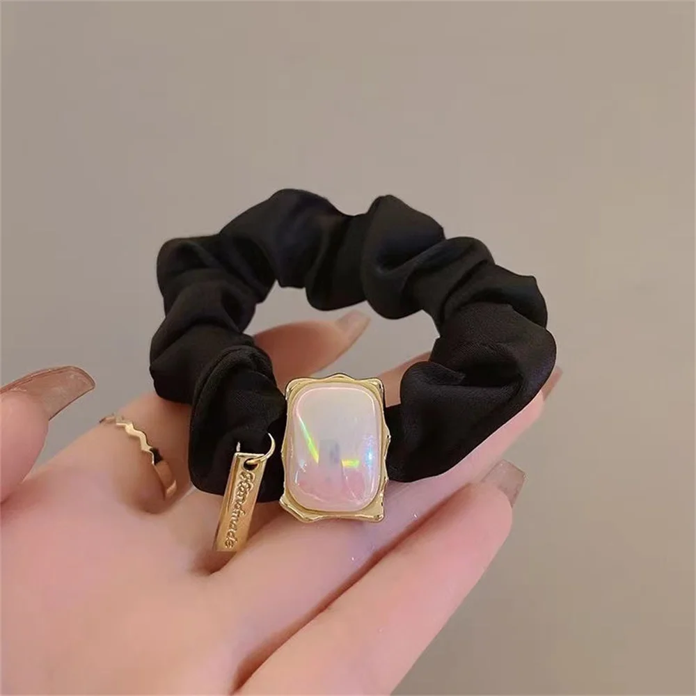 Fashion Circular Pearl H Letter Hair Rope Elegant Hair Ties Elastic Women Hairband Ponytail Holder Rubber Band Hair Accessories