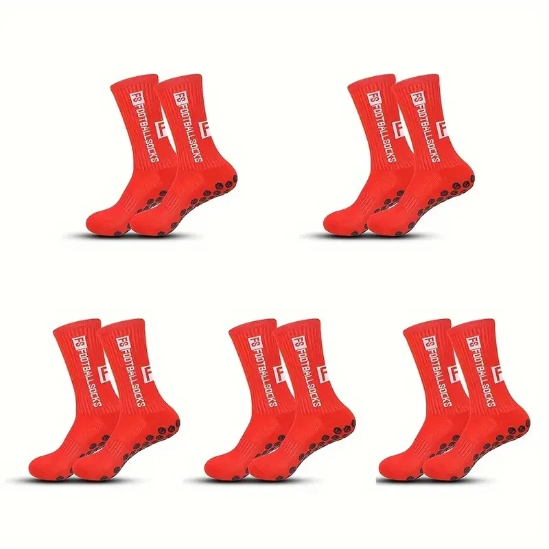 5 Paar rutschfeste Fußballsocken, atmungsaktiv, verschleißfest, Outdoor-Sportsocken für Fußball, Rugby, Basketball, Laufen