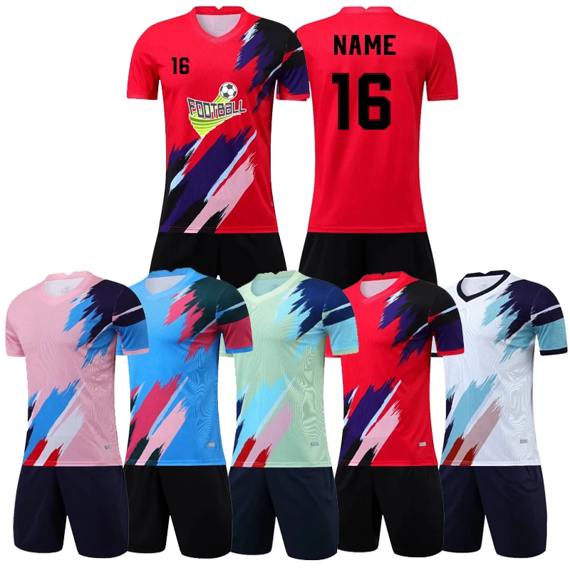 Kids Football Jersey Personalized Custom Boy Soccer Jersey Polyester Soccer Uniforms men short sleeve soccer training jersey set