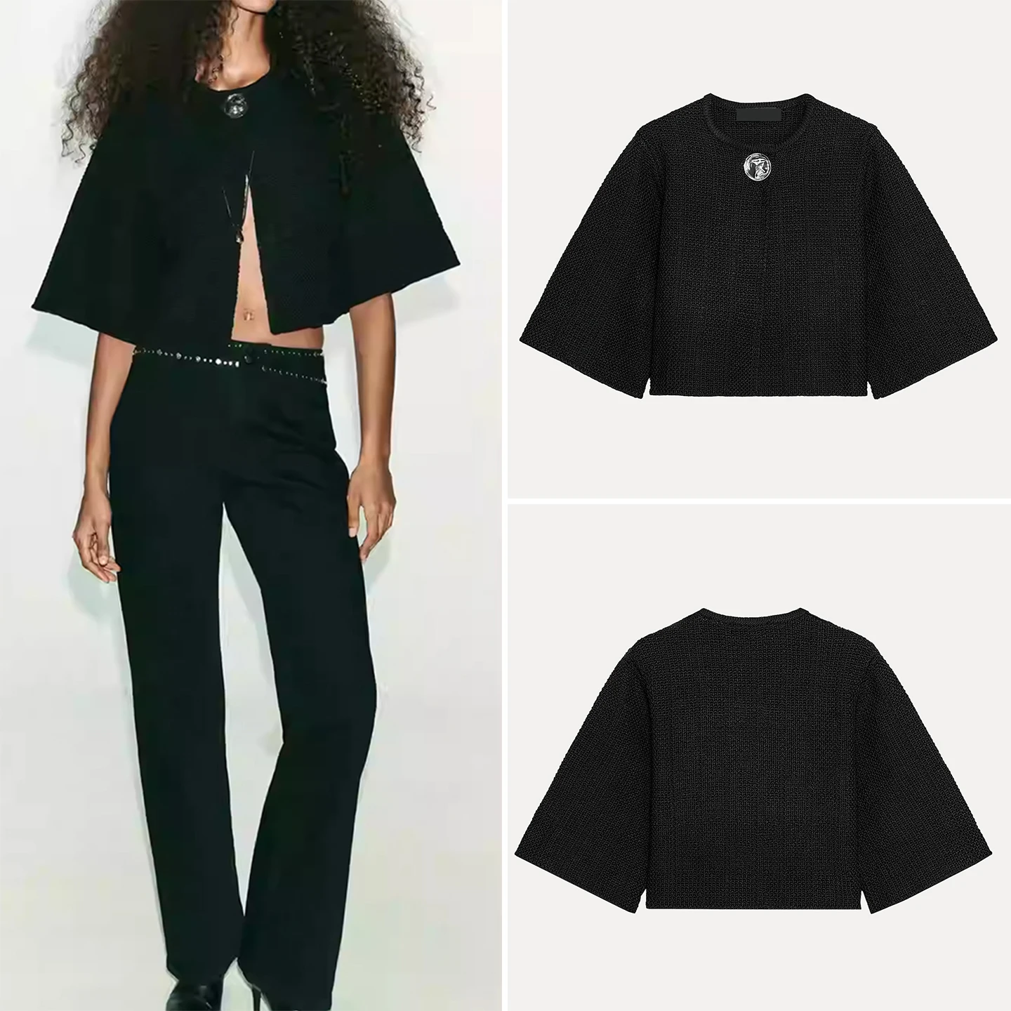 

Повседневное вязаное пальто Jaet, женское пальто Faion Sle, осень 2023, на пуговицах, брендовое женское пальто Z, длина Five Sve