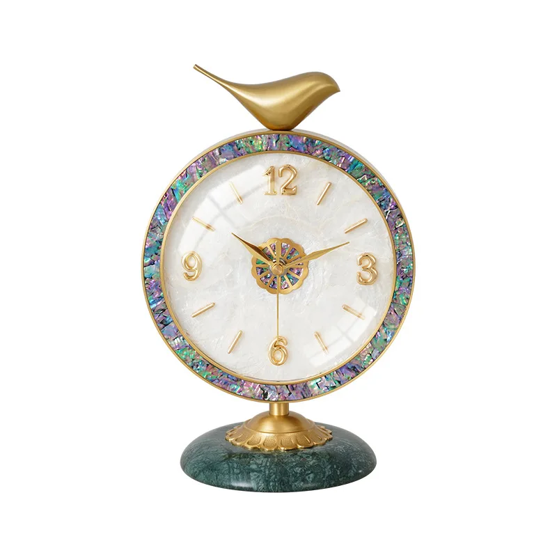 Shell desk clock Brass household desktop  ornament Living room clock Atmospheric desk clock Desktop pendulum