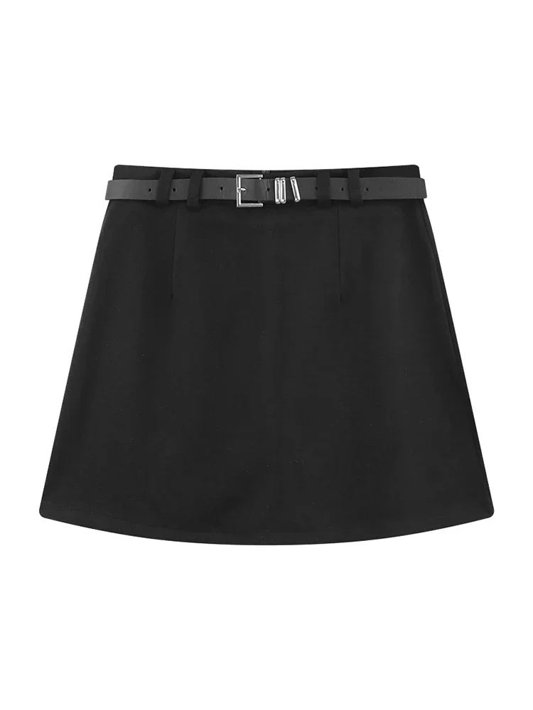 Popular Skirts Black Bustier Female High Waist Thin A-line Skirt Solid Color Suit Package Hip Short Skirt Streetwear Autumn