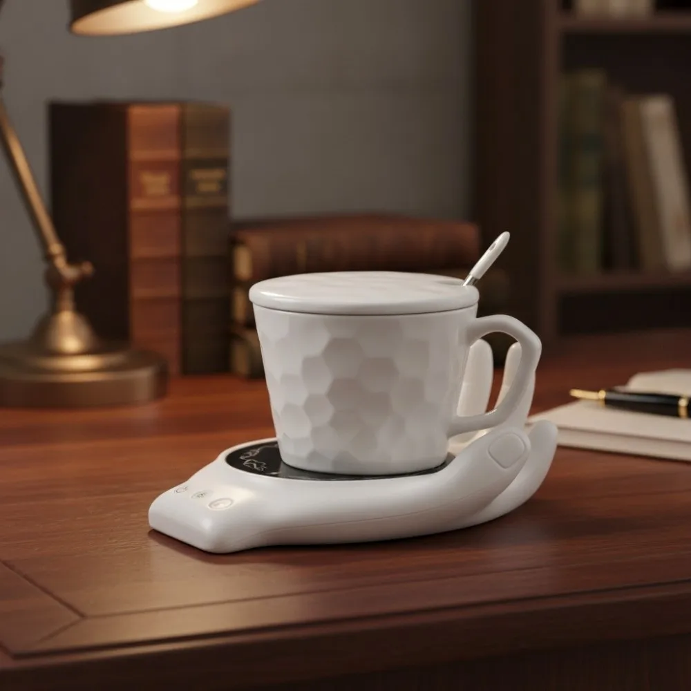 3 Temperature Settings Hand Palm Coffee Mug Warmer Automatic Shutdown With Adjustable Light Smart Cup Heater Silent Fast Heating
