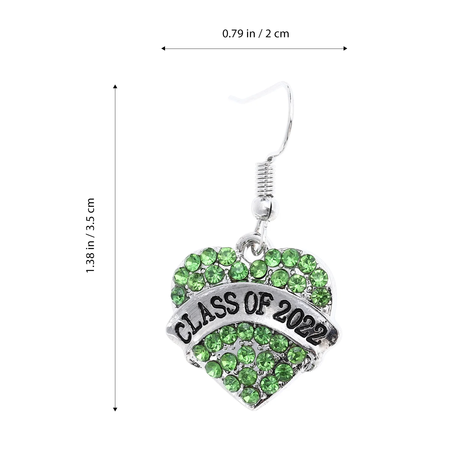 1Pair Graduation Heart Earrings Rhinestone Crystal Studs Elegant Party Jewelry Gift for Classmates 2022 Graduation Accessory