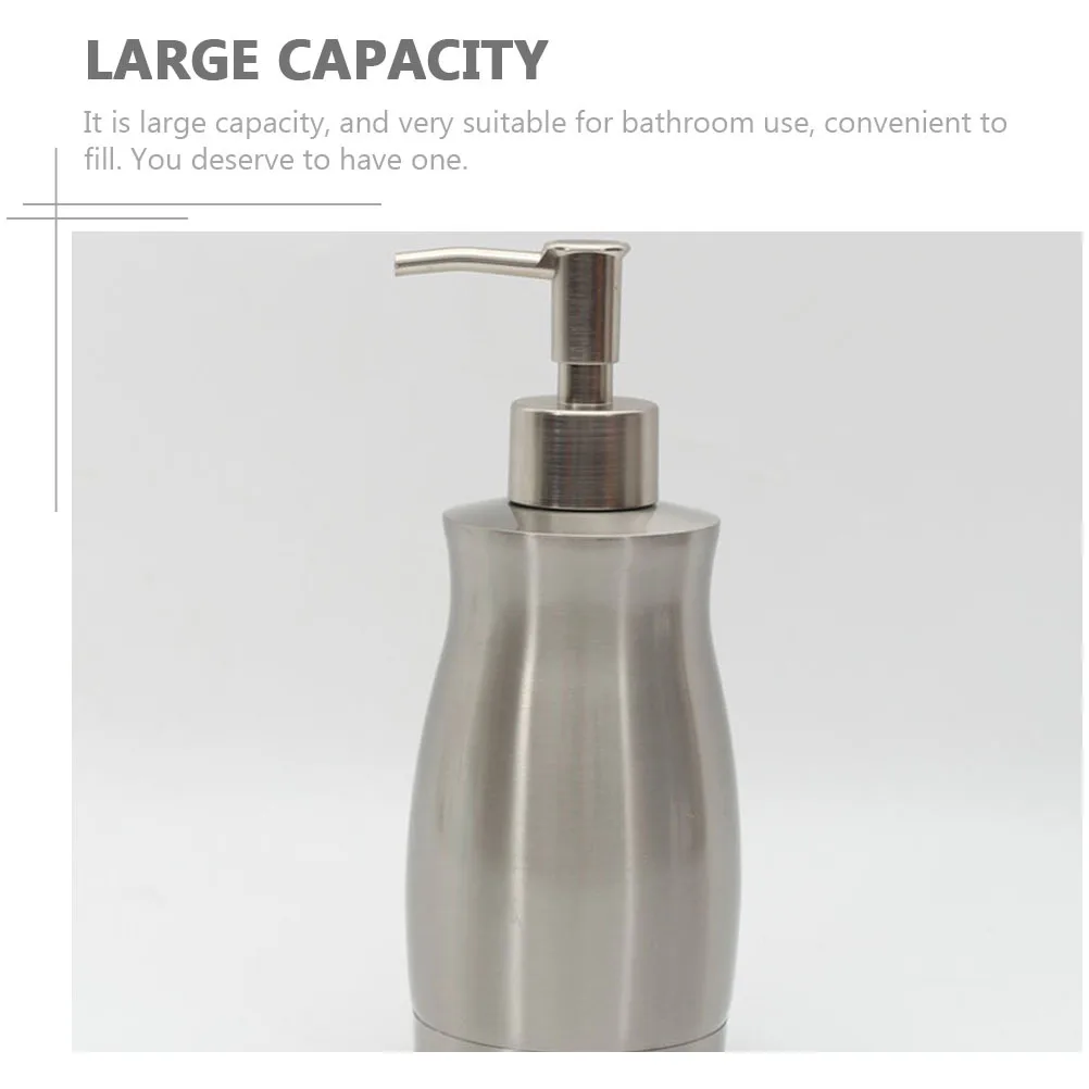 الفولاذ المقاوم للصدأ سعة كبيرة زجاجة مضخة الحمام شامبو غسول هلام الاستحمام موزع الصابون السائل القابل لإعادة الملء #4