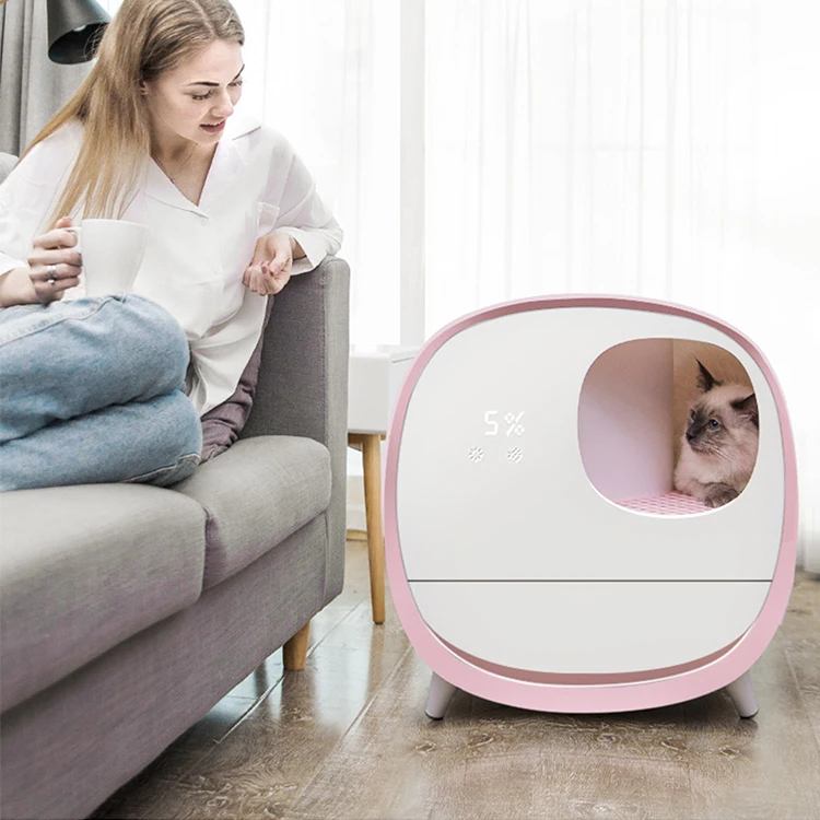 

Nordic Design Smart Pet Easy Cleaning Kitty Toilet PVC Comfortable Automatic Cat Box